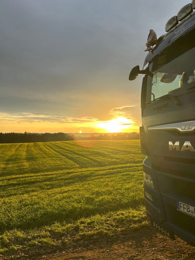 Gliederzug im Sonnenuntergang